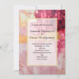 Künstlerische Pinselstriche Schlagstriche Gold und Einladung