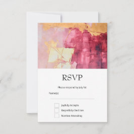 Künstlerische Pinselstriche Schlagstriche Gold und RSVP Karte