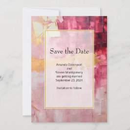 Künstlerische Pinselstriche Schlagstriche Gold und Save The Date