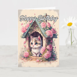 Künstlerische Posing Baby Kitten Illustration Karte