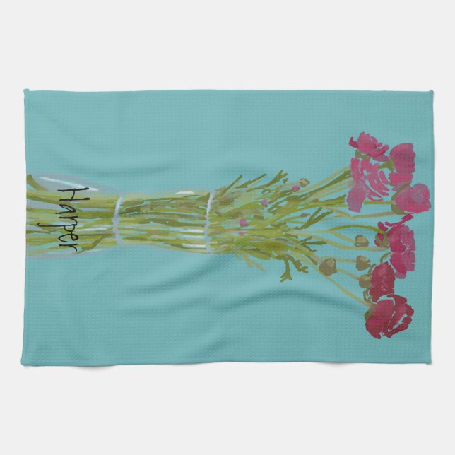Künstlerische Ranunculus Farbige Blume +Individuel Geschirrtuch (Horizontal)