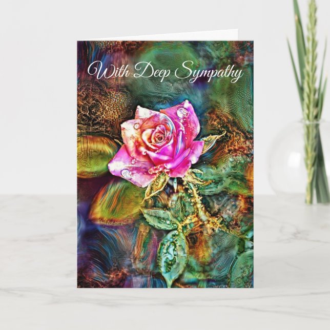Künstlerische Rose und Tränen Beileid Note Card Karte (Vorderseite)