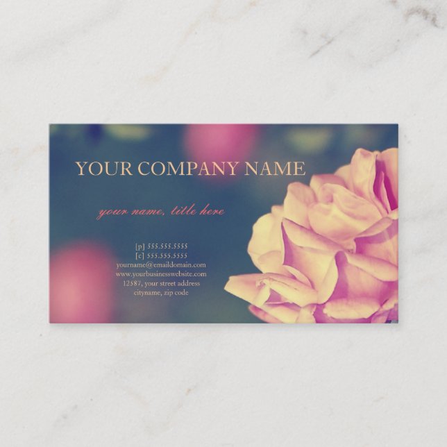 Künstlerische Rose Visitenkarte (Vorderseite)