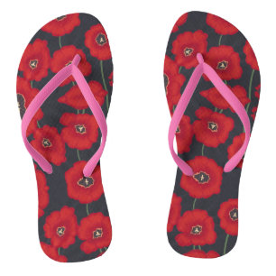 Künstlerische rote Tulpen Blumen schwarze FlipFlop