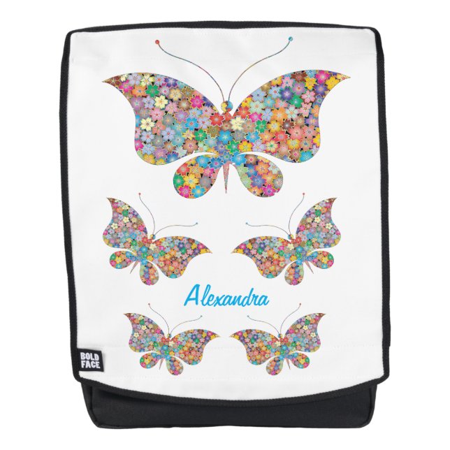 Künstlerische Schmetterlinge aus Blume personalisi Rucksack (Vorderseite)