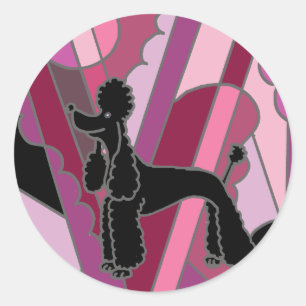 Künstlerische schwarze Pudel-Hundeabstrakte Kunst Runder Aufkleber