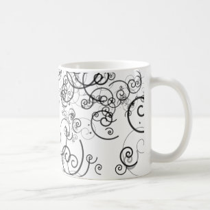 Künstlerische Schwarzweiss-Wirbels-Gekritzel Kaffeetasse