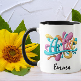 Künstlerische Script Typografie, farbenfroh, moder Tasse