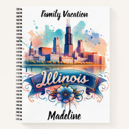 Künstlerische Sicht auf die Skyline von Illinois Notizbuch
