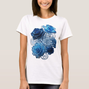 Künstlerische Silber BLUE ROSES künstlerisches Mot T-Shirt