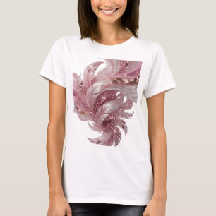 Künstlerische Silberne ROSA FEDERN UND GLITZER Sch T-Shirt