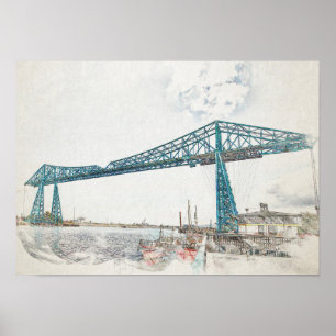 Künstlerische Skizze der Middlesbrough Transporter Poster