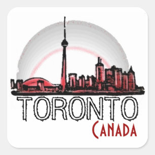 Künstlerische Skylineaufkleber Torontos Kanada Quadratischer Aufkleber