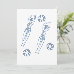 Künstlerische Snychro Schwimmer Blaue Illustration Einladung