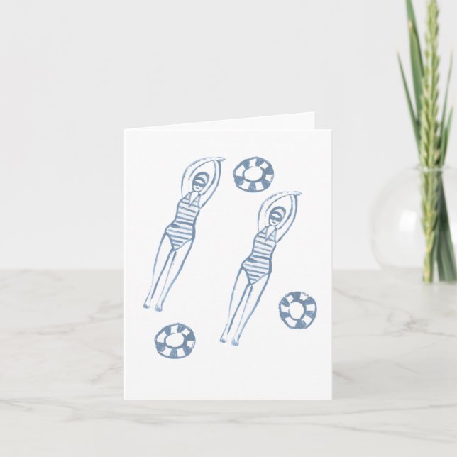 Künstlerische Snychro Schwimmer Blaue Illustration Einladung (Vorderseite)