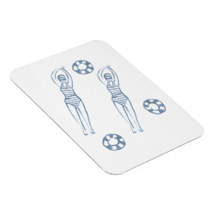 Künstlerische Snychro Schwimmer Blaue Illustration Magnet