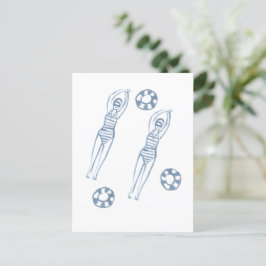 Künstlerische Snychro Schwimmer Blaue Illustration Postkarte
