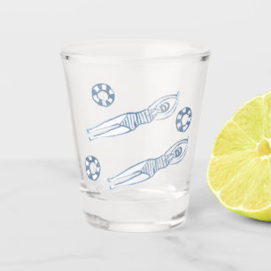 Künstlerische Snychro Schwimmer Blaue Illustration Schnapsglas