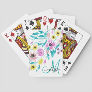 Künstlerische Sommer-Blume Blätter Aquarellfarben- Spielkarten