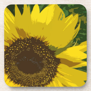 Künstlerische Sonnenblume Große gelbe Blume Getränkeuntersetzer