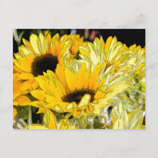 Künstlerische Sonnenblume Postkarte