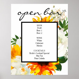 Künstlerische Sonnenblume Weiße Blütenblume Bar Sc Poster