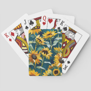 Künstlerische Sonnenblumen auf der ganzen Welt Spielkarten