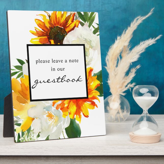 Künstlerische Sonnenblumenblume Gästebuch Sign Eas Fotoplatte (Seite)