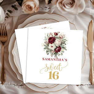 Künstlerische Sweet Sixteen Blush Burgunder Servie Serviette