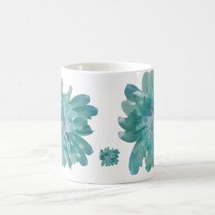 Künstlerische Teal-Blüten-Hochauflösende Keramikbl Kaffeetasse