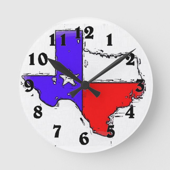 Künstlerische Texas-Staatsflaggenuhr Runde Wanduhr (Vorderseite)