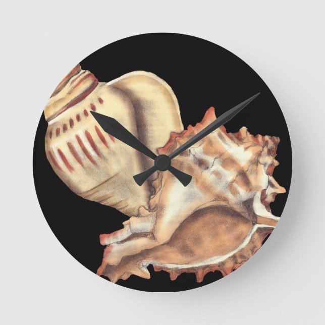 Künstlerische Tritonshorn-Muscheln Runde Wanduhr (Vorderseite)