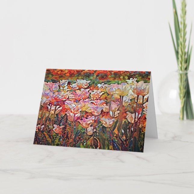 Künstlerische Tulip Garden Note Card Karte (Vorderseite)