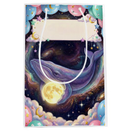Künstlerische Wal- und Mond-Geschenktasche für jed Mittlere Geschenktüte