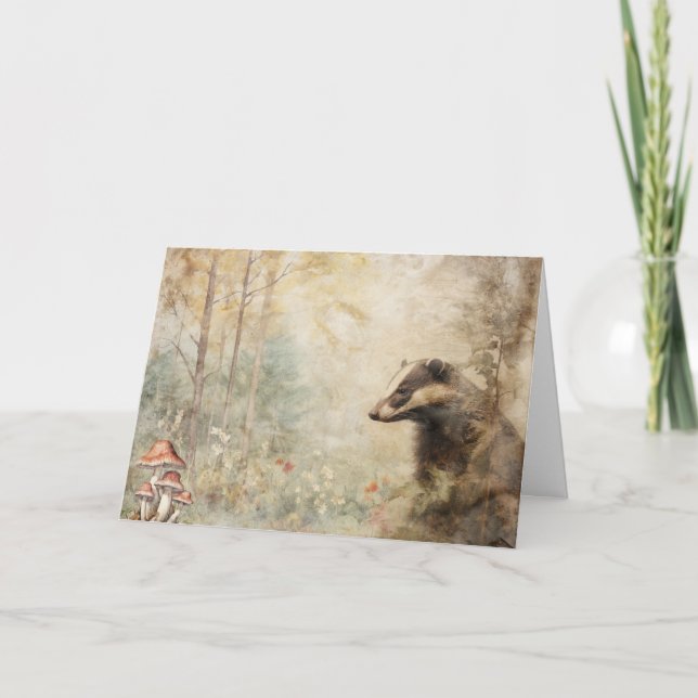 Künstlerische Waldtiere Wildtiere Grüße Karte (Vorderseite)