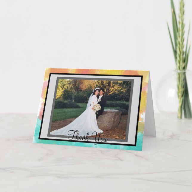 Künstlerische Wasserfarben Hochzeit Danke Foto (Vorderseite)