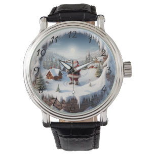 Künstlerische Weihnachts-Santa-und-Schneelandschaf Armbanduhr