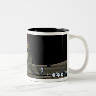 Künstlerische Wiedergabe eines neuen Raumschiffs z Zweifarbige Tasse