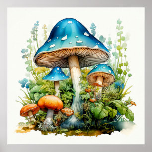 Künstlerische Wild Psychedelic Mushroom Illustrati Poster