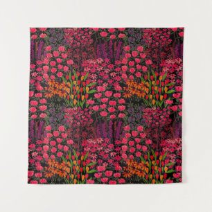 Künstlerische Wildblumen: Handgezeichnetes Blumenm Wandteppich