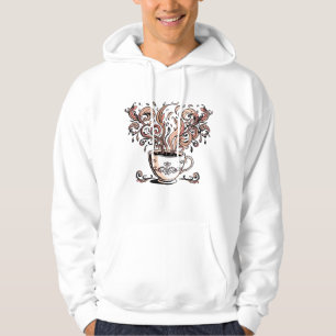 Künstlerische Wirbel Botanische Kaffeetassen-Illus Hoodie