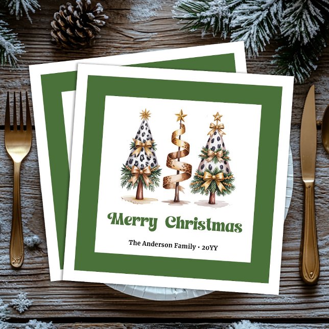 Künstlerischer abstrakter Leopard-Weihnachtsbaum-D Serviette (Artistic abstract leopard Christmas tree dinner Paper Dinner Napkins)