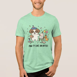 Künstlerischer Beagle und Kätzchen Craftsy Celebra Tri-Blend Shirt