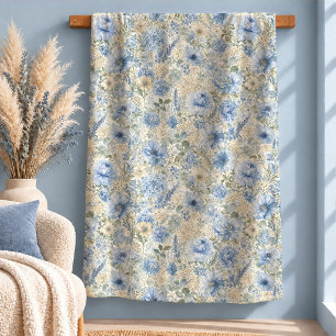 Künstlerischer blauer Salbei-Aquarell-Blumen-Decke Sherpadecke