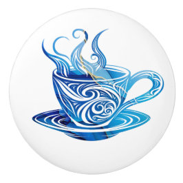 Künstlerischer Blue Coffee Cup mit wirbelnden Must Keramikknauf