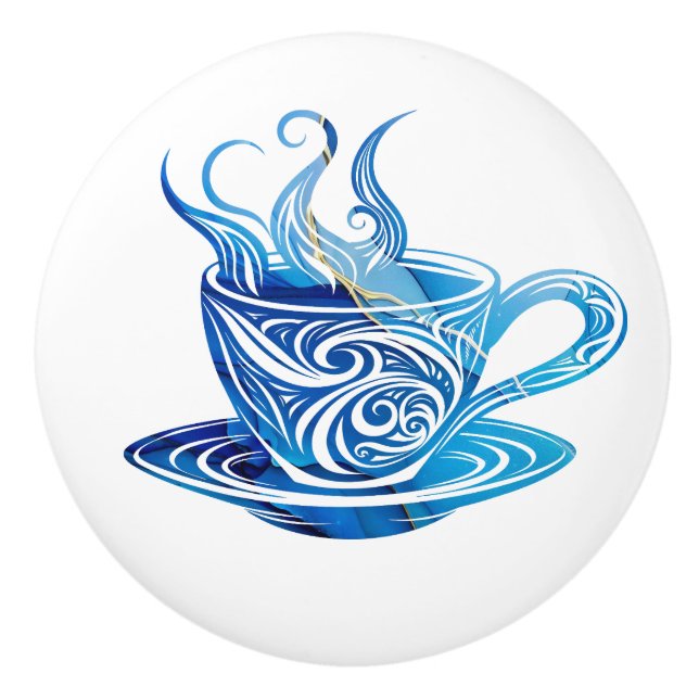 Künstlerischer Blue Coffee Cup mit wirbelnden Must Keramikknauf (Vorderseite)