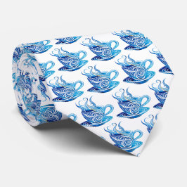 Künstlerischer Blue Coffee Cup mit wirbelnden Must Krawatte