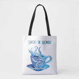 Künstlerischer Blue Coffee Cup mit wirbelnden Must Tasche