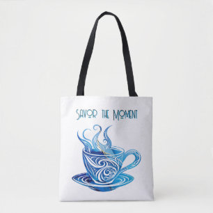 Künstlerischer Blue Coffee Cup mit wirbelnden Must Tasche
