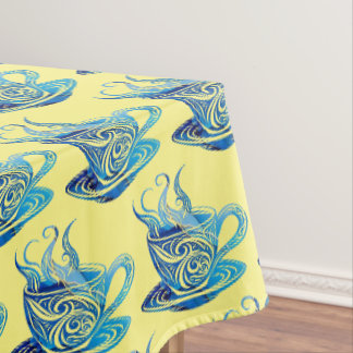 Künstlerischer Blue Coffee Cup mit wirbelnden Must Tischdecke